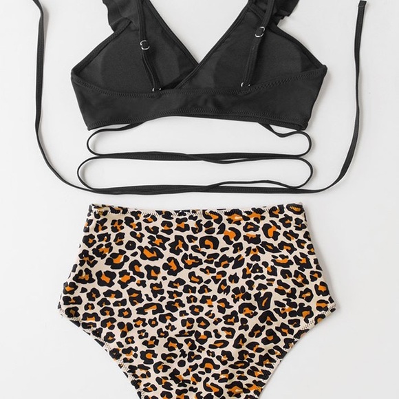 Black & Leopard Falbala Bikini Set - Picture 4 of 6